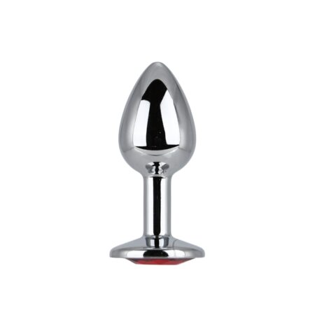 Toosh Silver Metal Butt Plug Small Red Stone