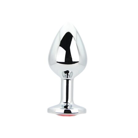Toosh Silver Metal Butt Plug Medium Red Stone