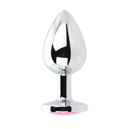 Toosh Silver Metal Butt Plug Large Pink Stone